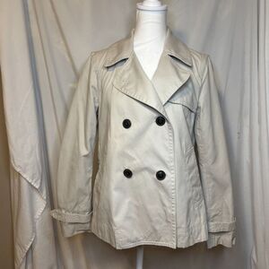 GAP Beige Button Up Nylon Short Trench Coat Womens Collared Jacket Stylish
